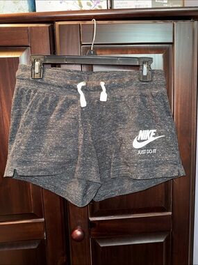 Nike Women’s Dark Gray Athletic Lounge Shorts with White Logo